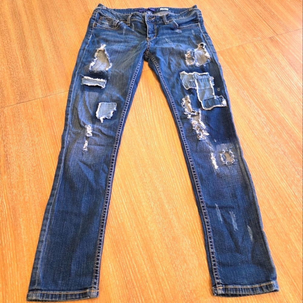 Bleuology Denim Skinny Jeans Distressed Torn Patches Grunge Streetwear Baddie 13